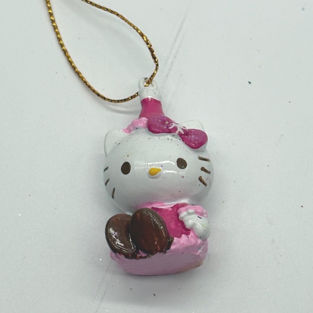 Hello Kitty Pink Christmas Ornament Resin Figurine Small Holiday Sanrio Vintage